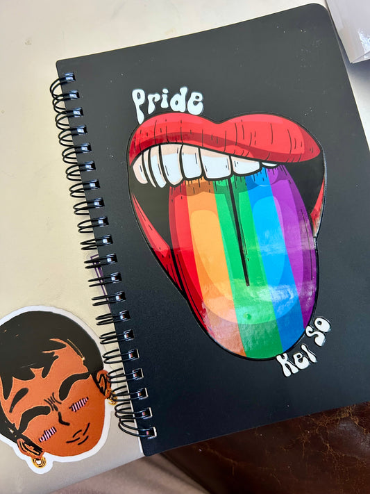 Pride KELSO Spiral Notebook | Rainbow Lips Pride Journal | LGBTQ+ Affirmation Notebook