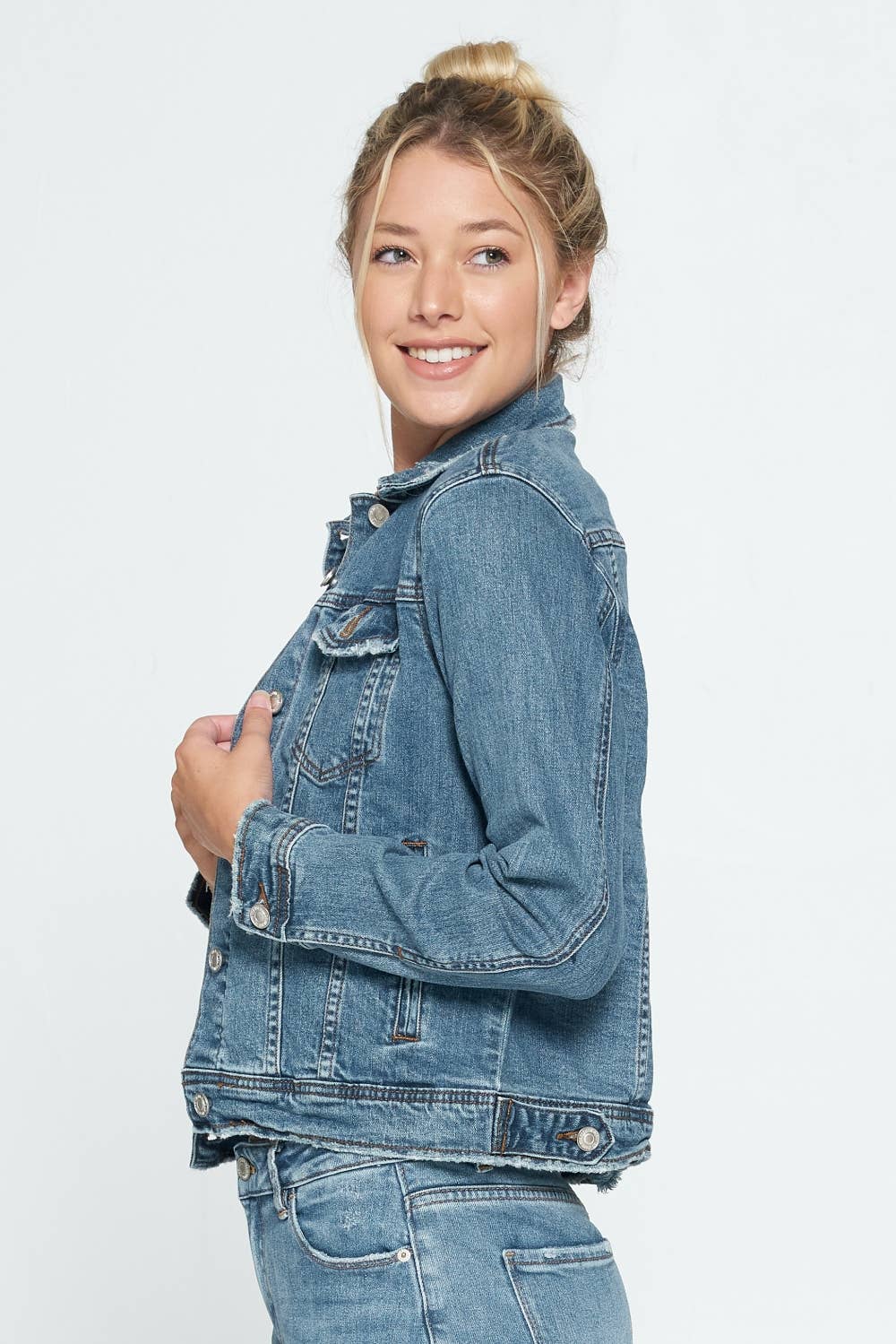 Officially Licensed Tarleton State University Dark Wash Denim Jacket with Rhinestone Hand Design
| Heather & Annie Art.