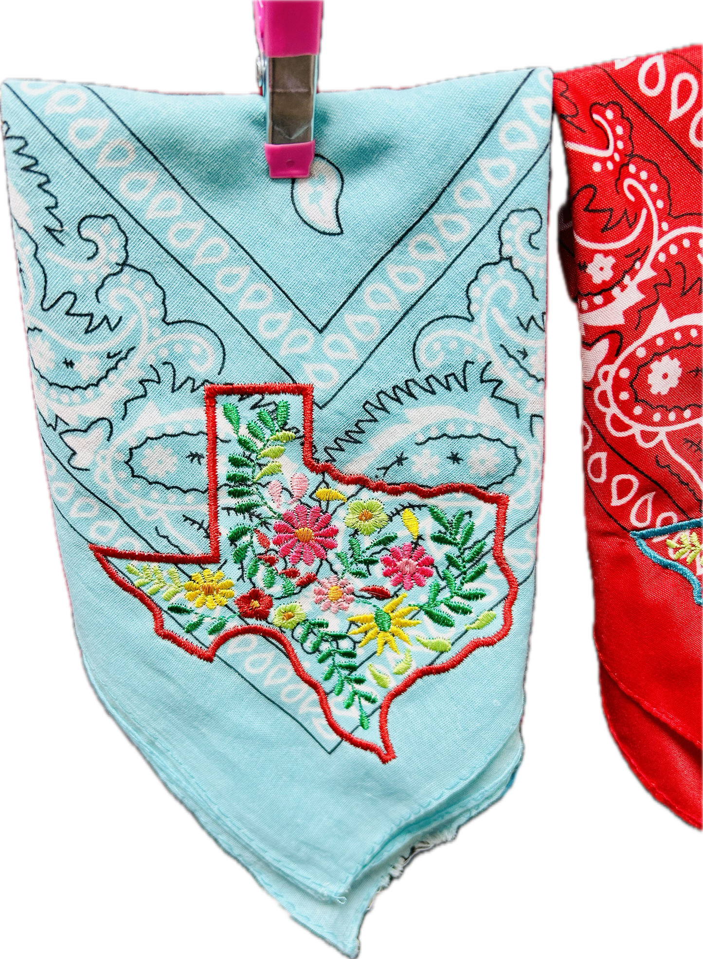 π΅ Texas Floral Embroidered Bandana β Western Bandana with Colorful Stitching