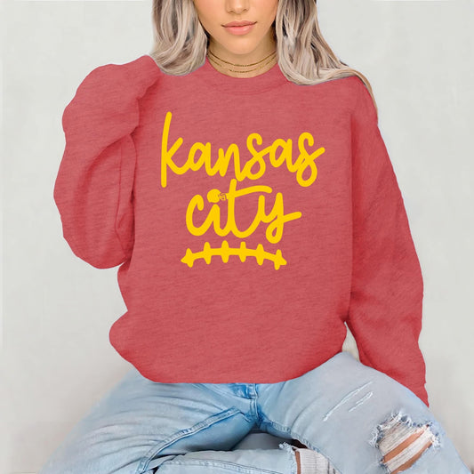 Kansas City Football Sweatshirt – Red & Gold Game Day Crewneck | KC Fan Apparel
