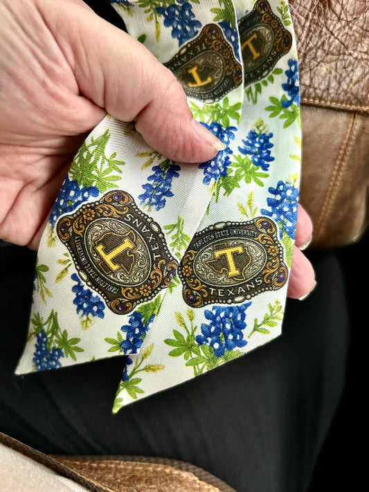 Licensed Tarleton State University Bluebonnet Twilly Scarf – Official Texans Western Purse Ribbon & Hair Tie