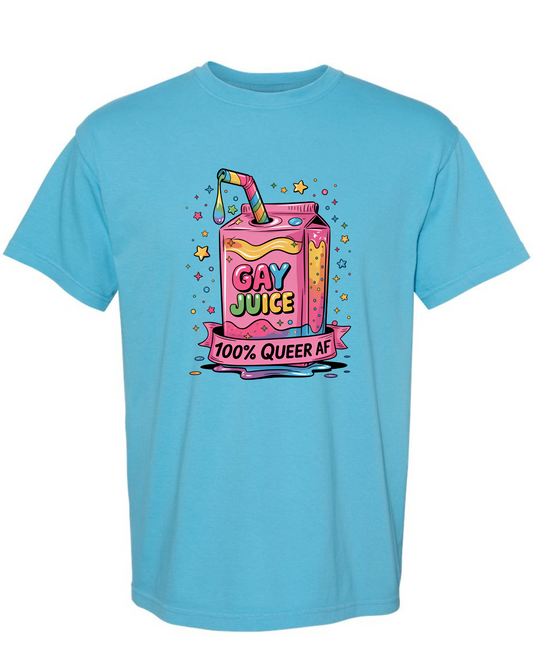 Gay Juice T-Shirt | 100% Queer AF Pride Tee | Colorful LGBTQ+ Affirmation Shirt