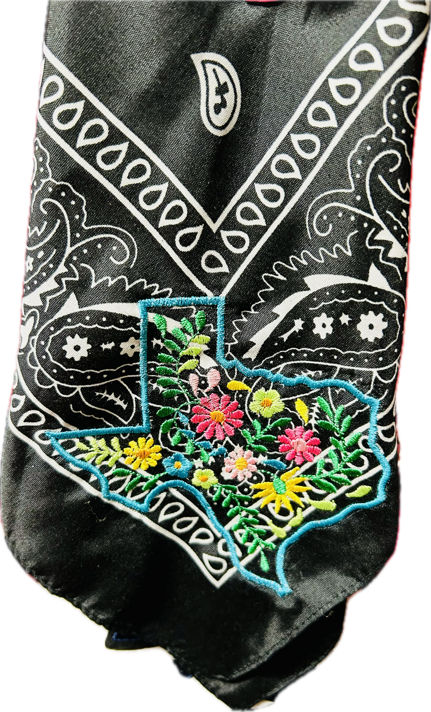 π΅ Texas Floral Embroidered Bandana β Western Bandana with Colorful Stitching