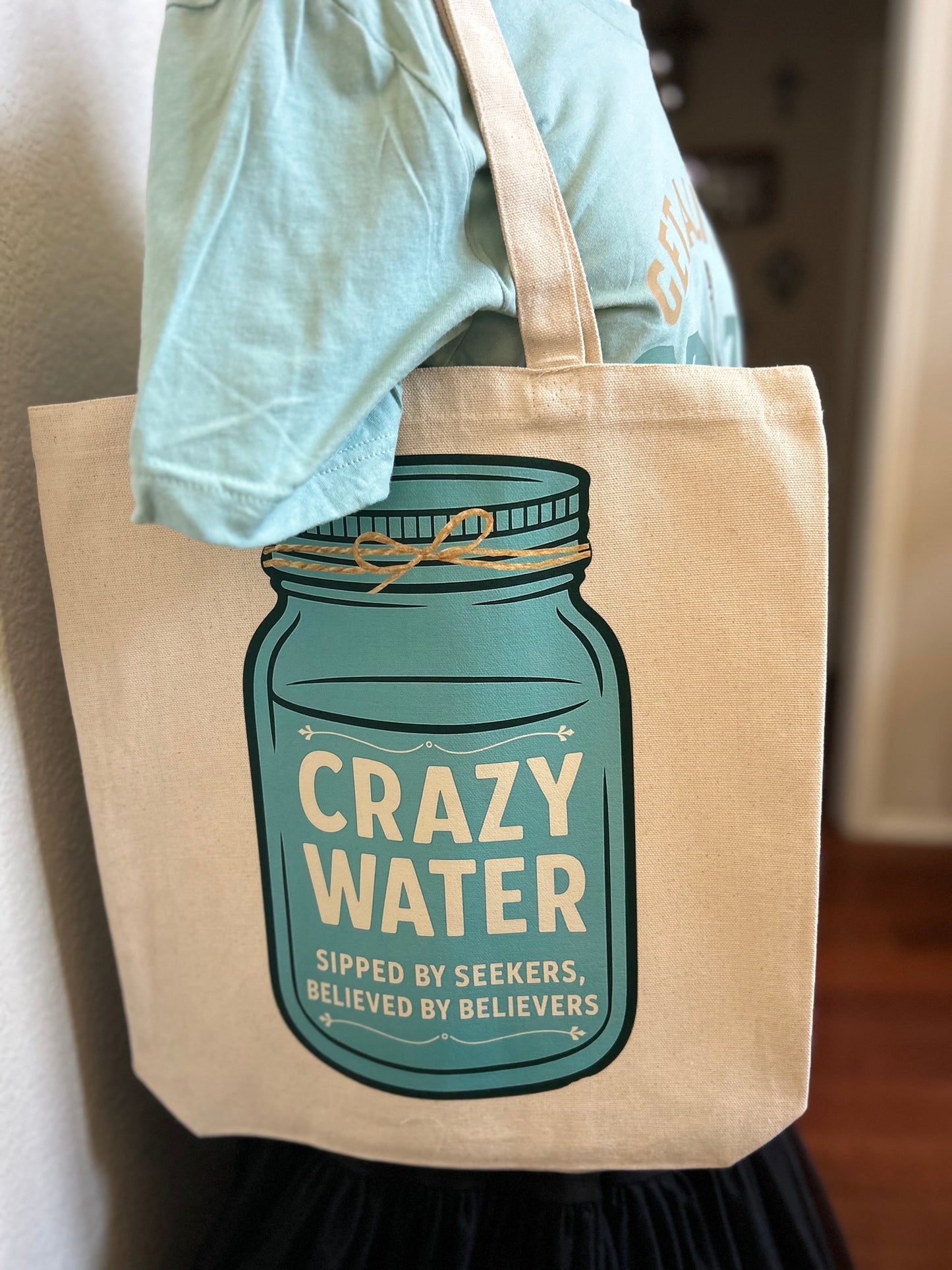 Crazy Water Canvas Tote Bag | Mineral Wells Texas Gift | “Sipped by Seekers, Believed by Believers”