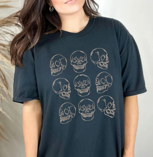 Beige Skeleton pattern T-shirt