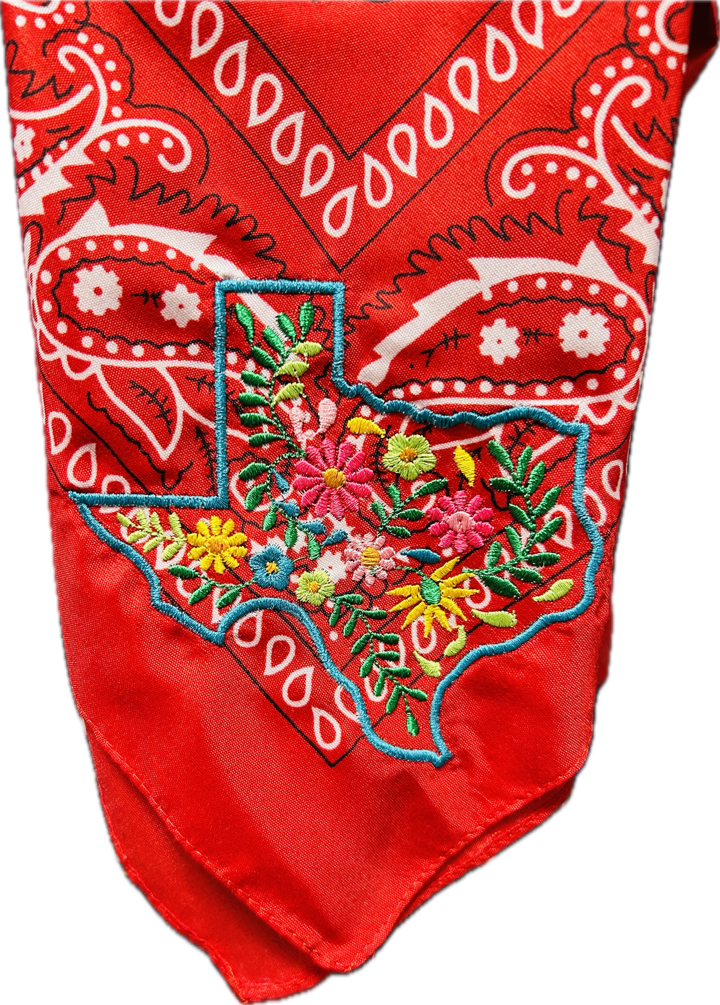 π΅ Texas Floral Embroidered Bandana β Western Bandana with Colorful Stitching