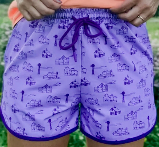 Country Views Purple Women’s Retro Style Shorts
