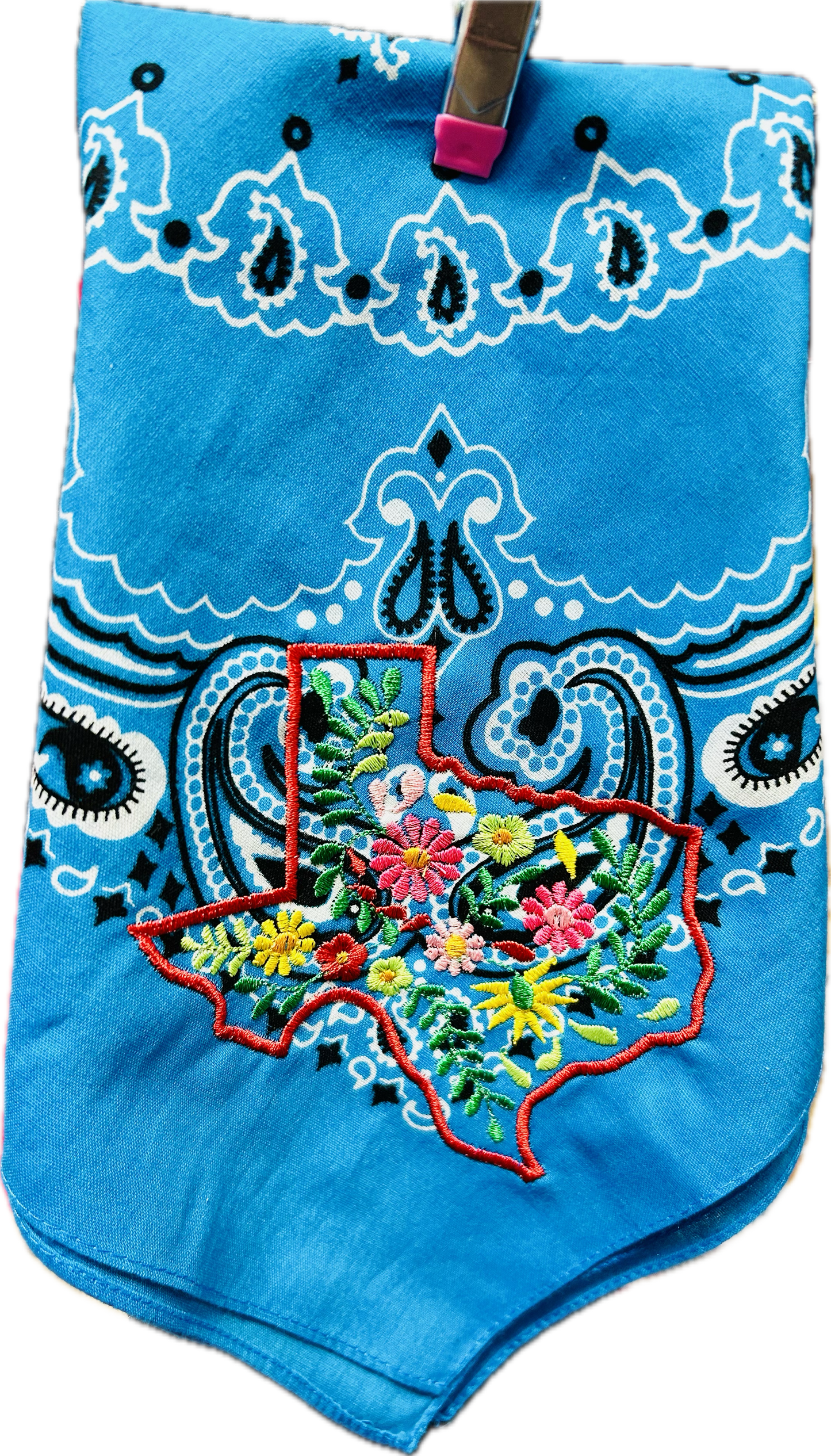 π΅ Texas Floral Embroidered Bandana β Western Bandana with Colorful Stitching