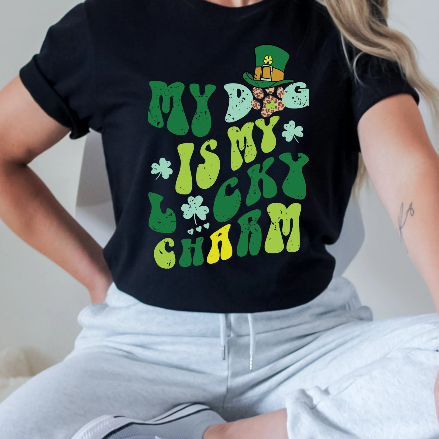 My Dog Is My Lucky Charm Shirt – St. Patrick’s Day Dog Mom Tee – Funny Lucky Dog Shirt – Green Leprechaun Graphic Tee