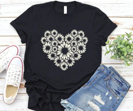 Sunflowers in a Heart T-shirt