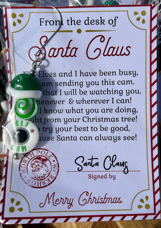 Elf Cam Ornament – Santa’s Surveillance Ornament with Note from Santa Claus