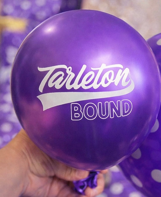 10” Tarleton Bound Balloon – Purple Metallic College Acceptance Balloon | Tarleton State University Celebration Decor