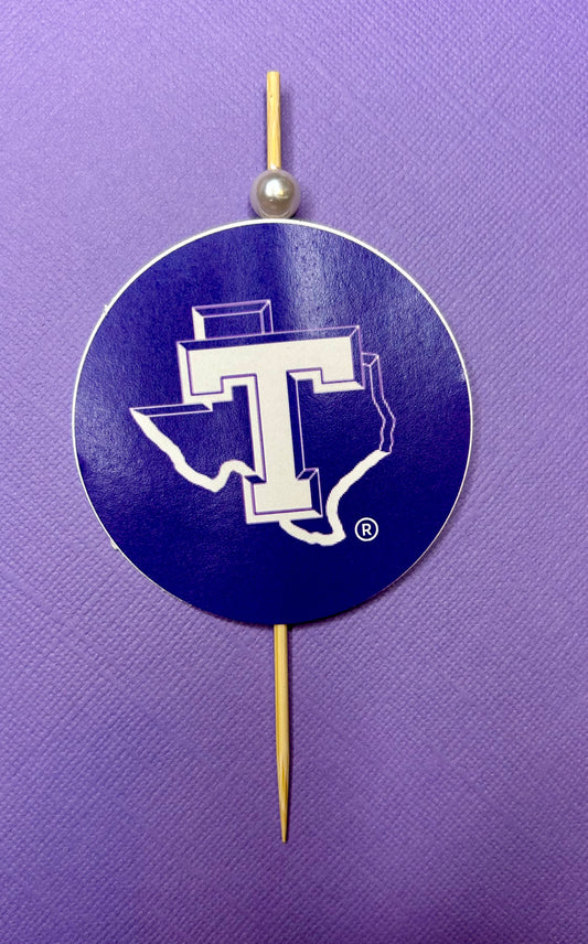 Tarleton State Cupcake Toppers – Licensed & Approved – 12 Pack – Double-Sided Purple & White Party Picks