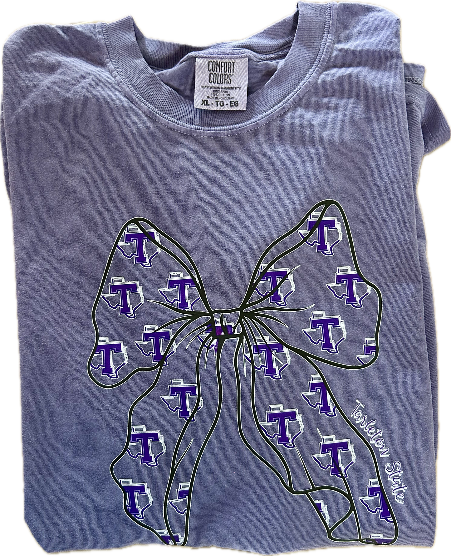 Tarleton State University Comfort ColorseĀ® Bow T-Shirt | Licensed Tarleton Apparel | Purple Spirit Wear