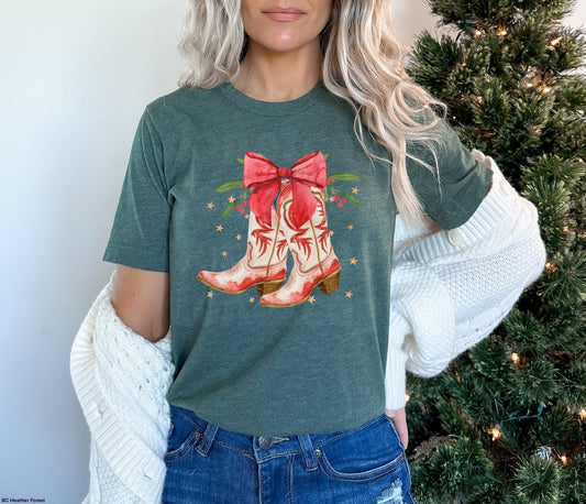 Red Christmas Cowboy Boots Shirt