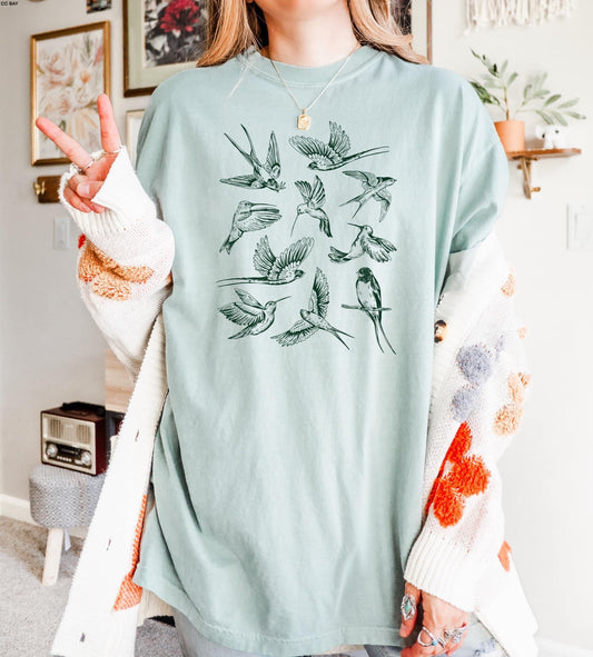 Hunter Green Hummingbirds Shirt
