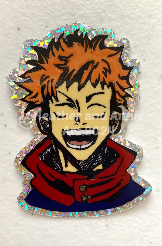 Glitter Anime Boy Sticker
