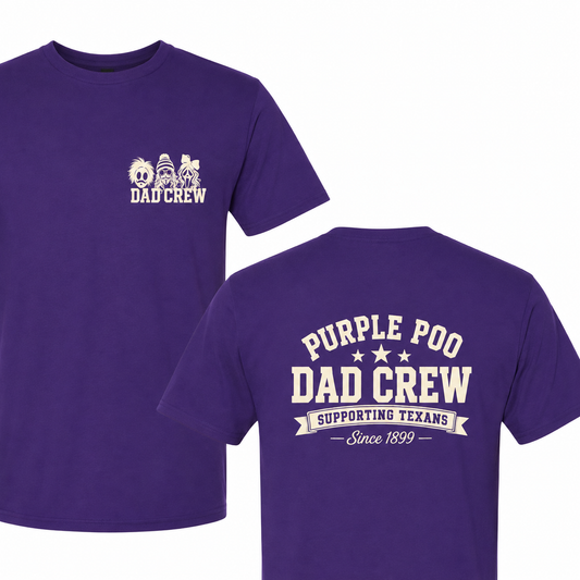 Tarleton Purple Poo Dad Crew T-Shirt | Licensed Tarleton State Dad Shirt PRE-ORDER