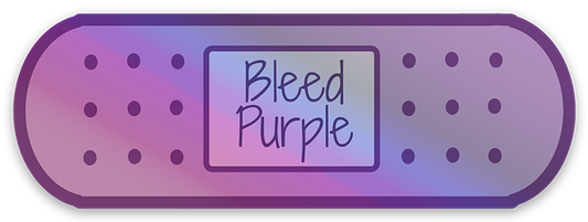 Bleed Purple Holographic Sticker – 3” x 1.04” Bandage Design | Tarleton-Inspired Vinyl Decal
