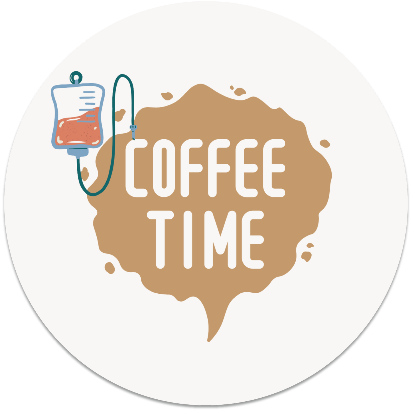 Coffee Time Coaster – Original Art by Heather & Annie Art | Funny Coffee Gift | Drinkware Decor