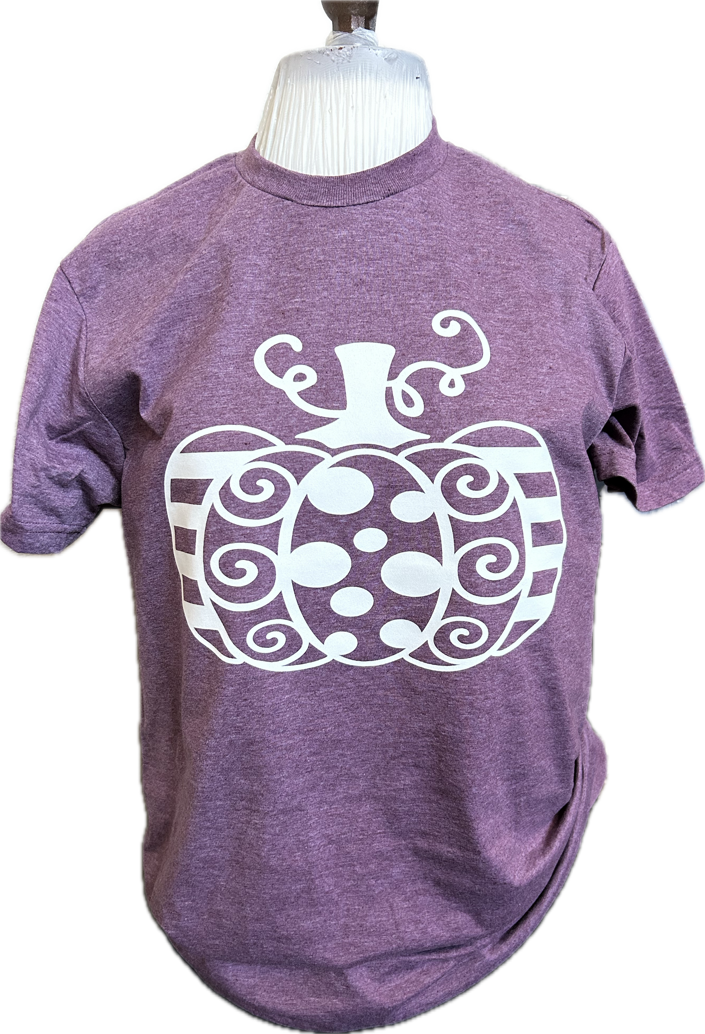 Whimsical White Pumpkin T-Shirt | Fall Harvest Tee in Heather Purple