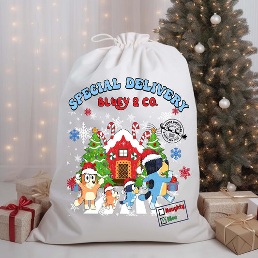 Christmas Canvas Sack- Bluey