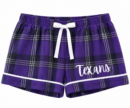 Purple Plaid Lounge Shorts | Women's Pajama Shorts with Drawstring Waist | Purple Sleep Shorts