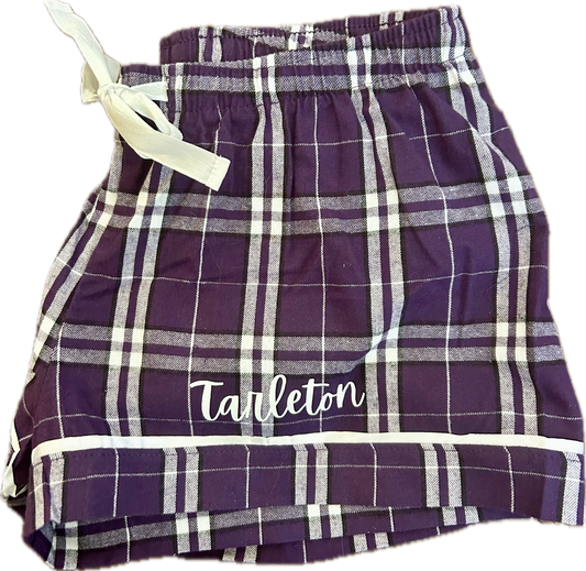 Ladies Purple/White Plaid Flannel Shorts