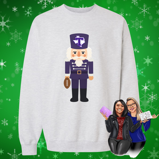 Tarleton Nutcracker Sweatshirt – Ash Gray | Licensed Heather & Annie Art