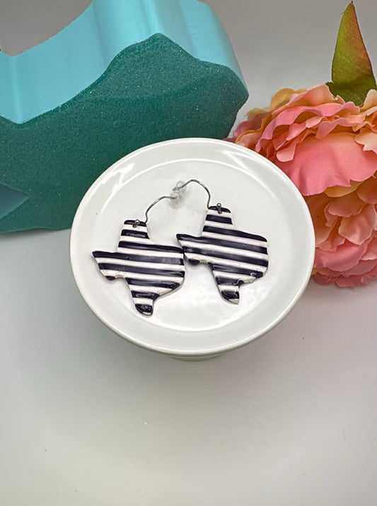 Tarleton Purple & White Striped Texas Earrings – Officially Licensed Game Day Jewelry