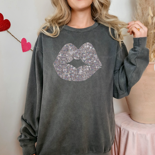 Faux Rhinestone Lips Shirt