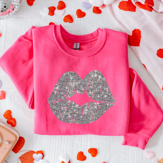 Faux Rhinestone Lips Shirt