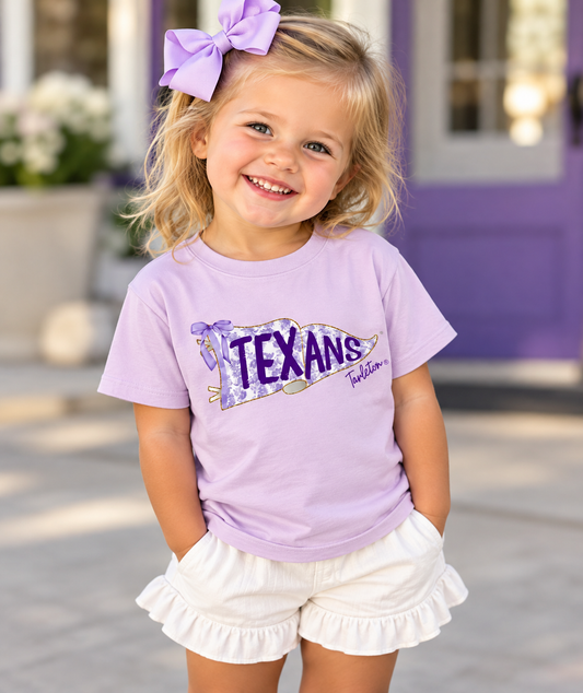 Licensed & Approved Tarleton Texans Floral Pennant YOUTH T-Shirt – Comfort Colors® Orchid Purple Kids Graphic Tee
