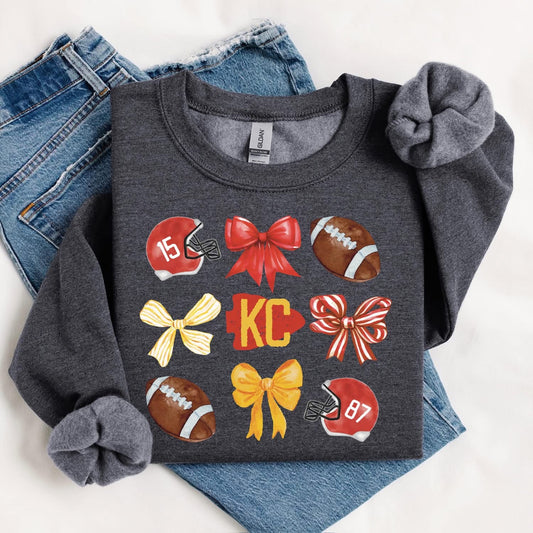KC Football Bows Sweatshirt – Kansas City Game Day Crewneck