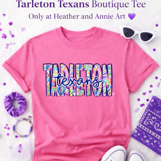 Tarleton Texans Pink Boutique T-Shirt | Licensed Tarleton State University Graphic Tee