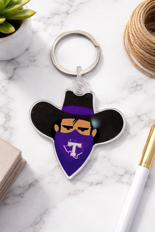 Tarleton Inspired Cowboy Keychain | Purple Spirit Keychain | Game Day Accessory | Texans Fan Gift