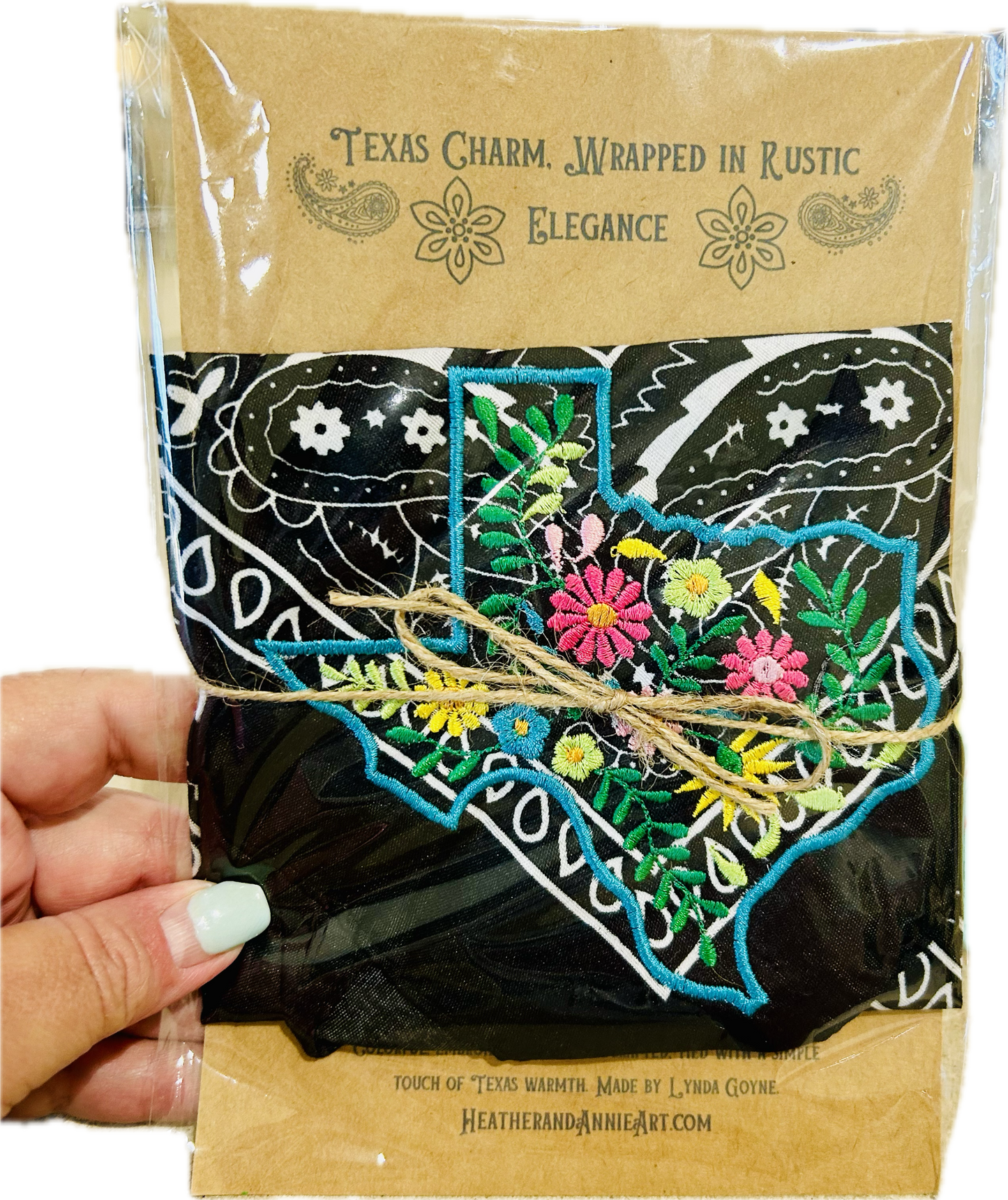 π΅ Texas Floral Embroidered Bandana β Western Bandana with Colorful Stitching