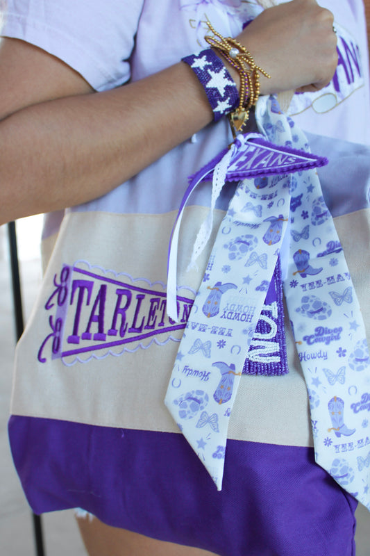 Tarleton State University Tote Bag | Embroidered Canvas Purple Texan Tote | Licensed Tarleton Boutique Bag | Game Day Bag | Tarleton Gift