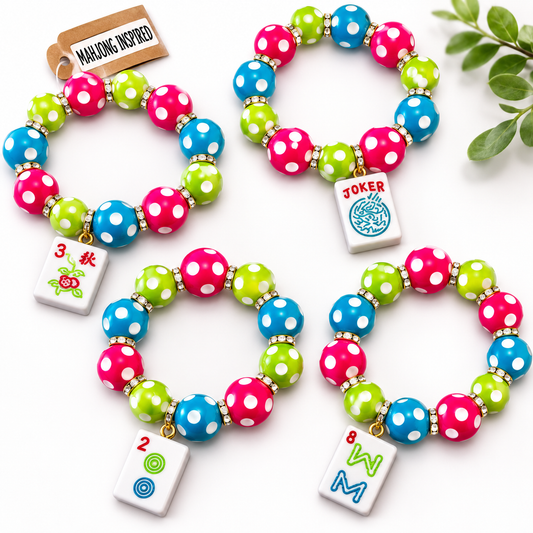 Mahjong Tile Polka Dot Stretch Bracelet