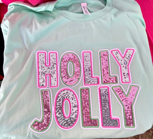 Sequin Holly Jolly Long Sleeve Shirt