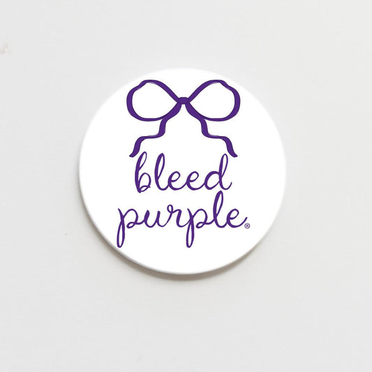 Licensed Tarleton State University 2.25" "Bleed Purple" Bow Button Pin | Game Day Spirit Accessory