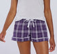 Ladies Purple/White Plaid Flannel Shorts