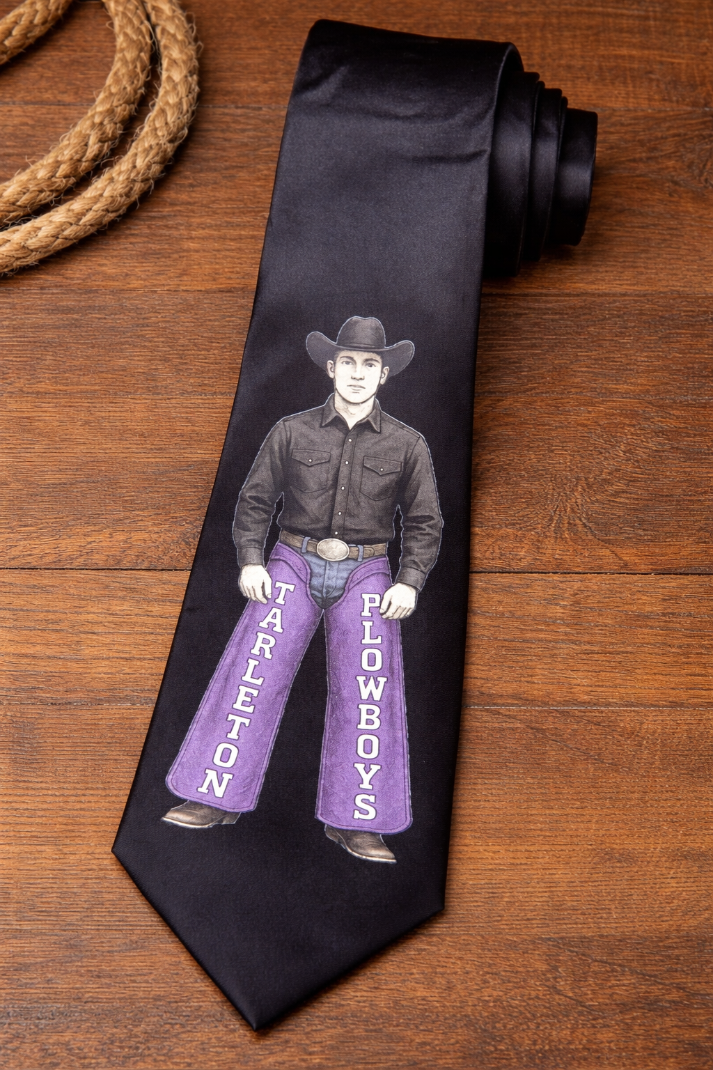 Tarleton State University Tie – Licensed Satin Necktie – Purple Texans Rodeo, Plowboys Cowboy, or Texas T Logo – Game Day & Graduation Gift