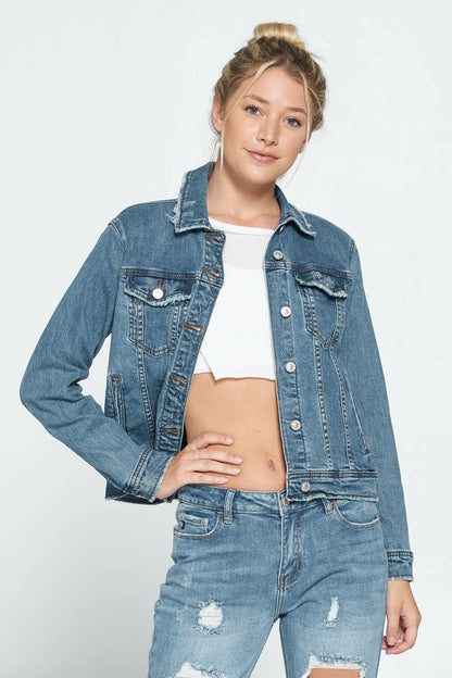 Officially Licensed Tarleton State University Dark Wash Denim Jacket with Rhinestone Hand Design
 | Heather & Annie Art.