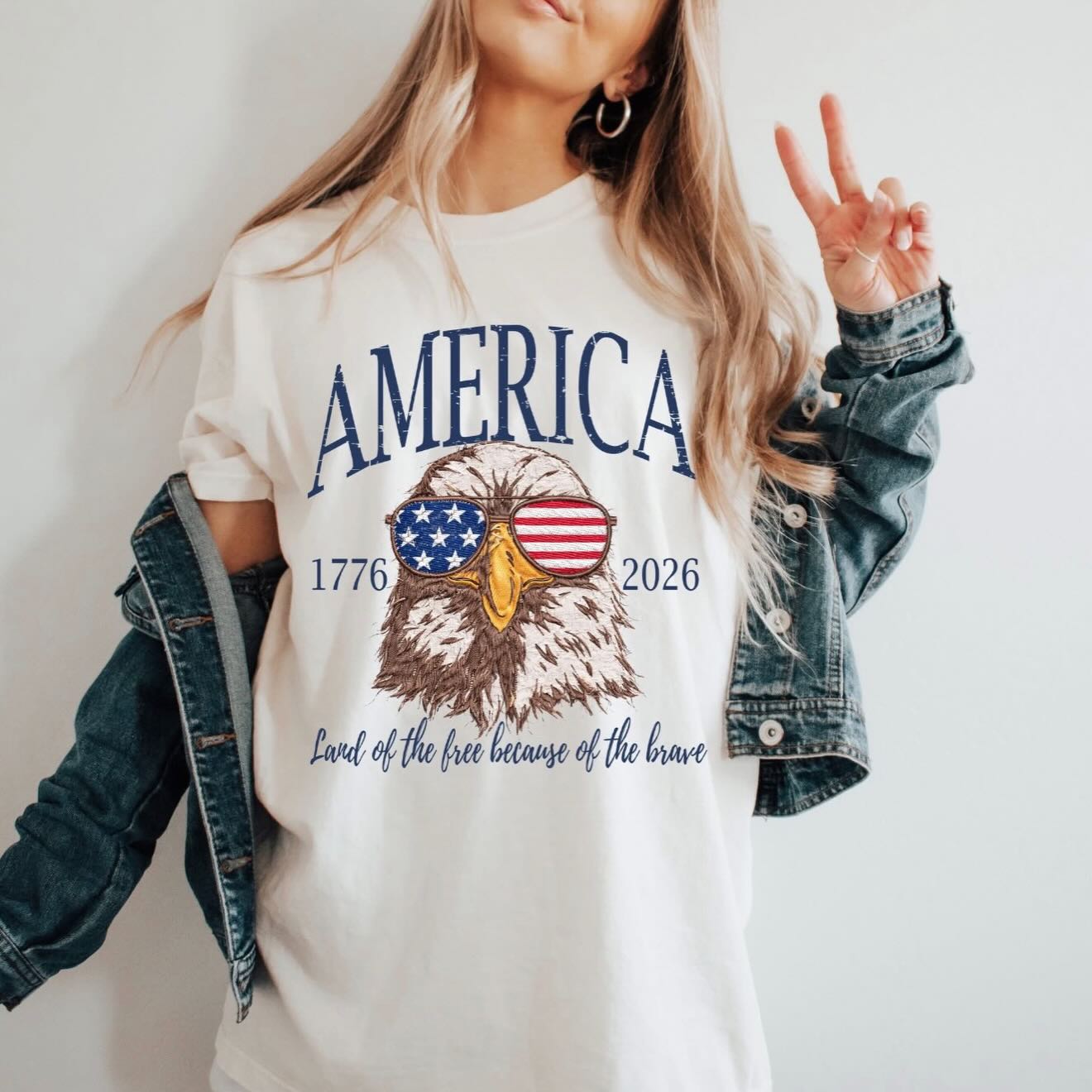 America 1776–2026 Patriotic Eagle Graphic Tee | Land of the Free Because of the Brave Shirt