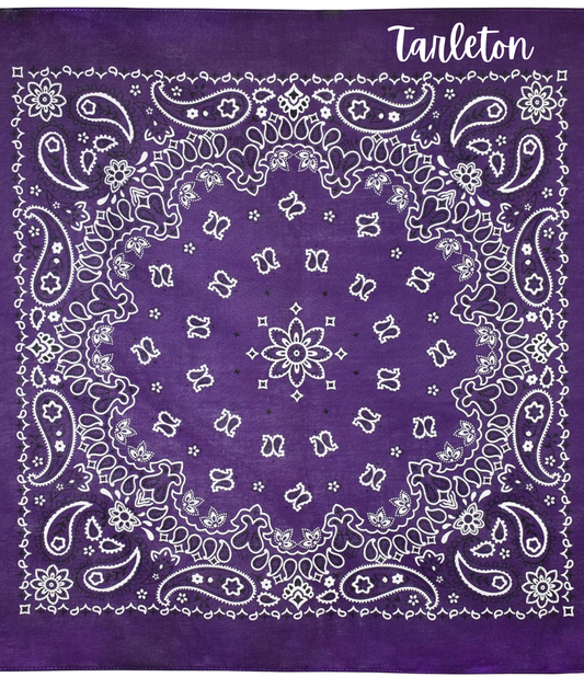 Tarleton State University Purple Bandana | Officially Licensed Spirit Wear | Texas Paisley Bandana