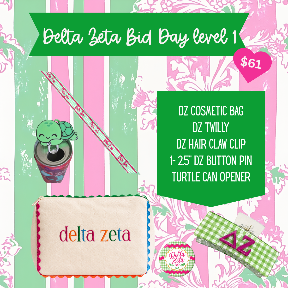 Licensed Delta Zeta Bid Day Gift Sets– Level 1 | Official Custom-Designed Sorority Gift Set