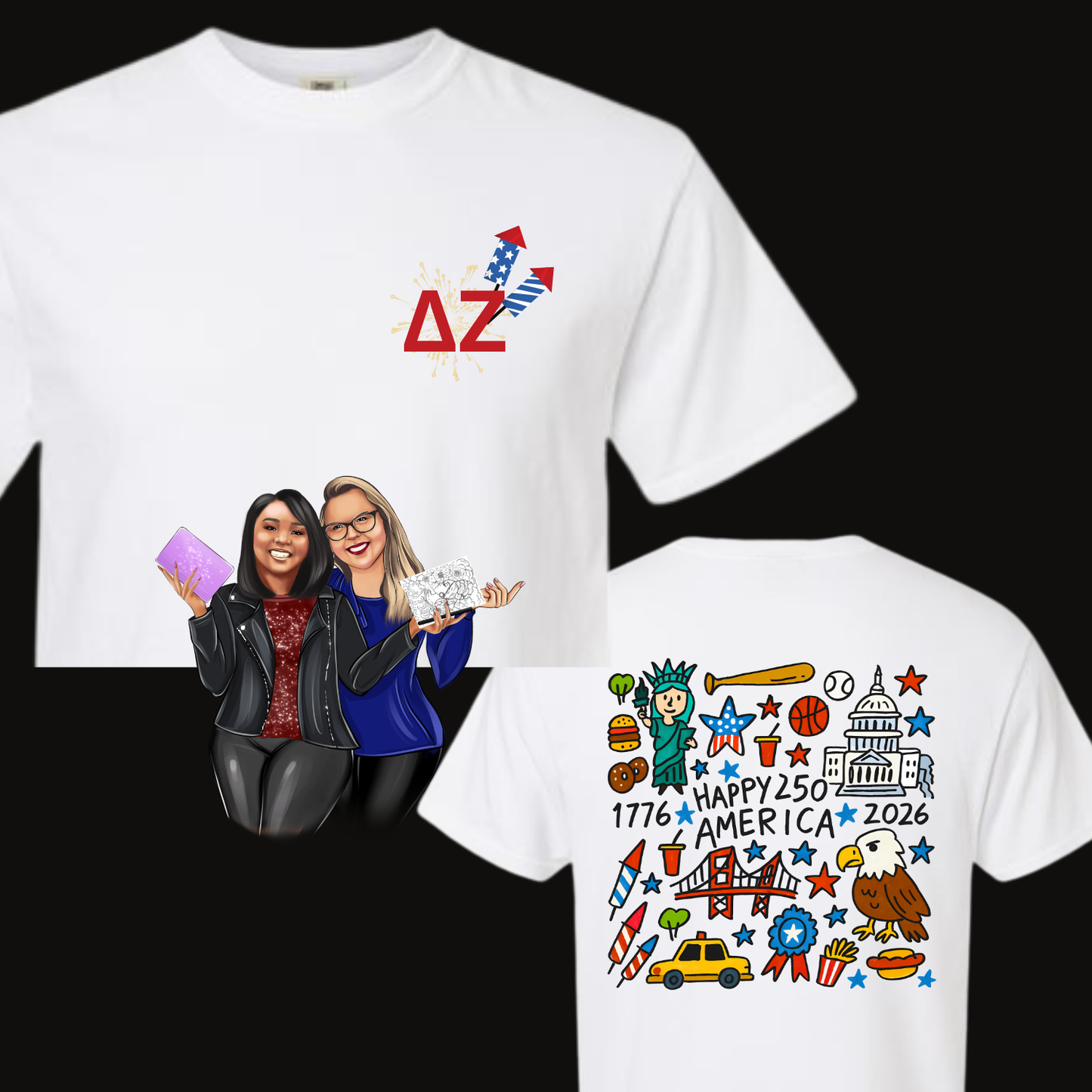 Licensed Delta Zeta Patriotic T-Shirt | DZ America 250 Celebration Shirt | Red White Blue Sorority Tee 2026