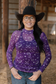 Purple Western Paisley Mesh Top | Boutique Cowgirl Outfit | Sheer Long Sleeve Western Shirt | Rodeo Style Top for Women