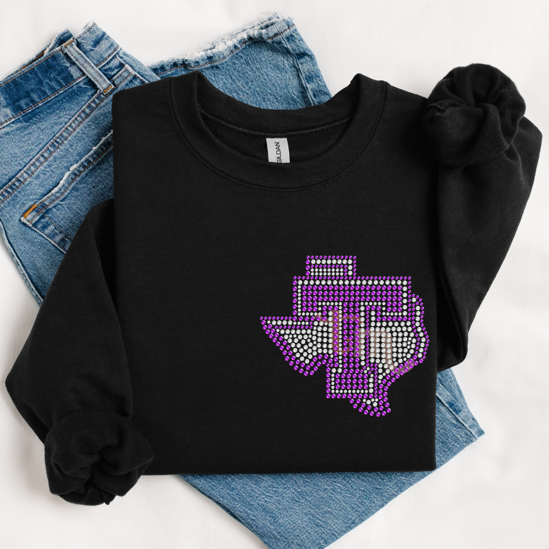 Tarleton State Rhinestone Logo Sweatshirt – Official Licensed Crewneck | Sparkle Tarleton “T” in Texas Design